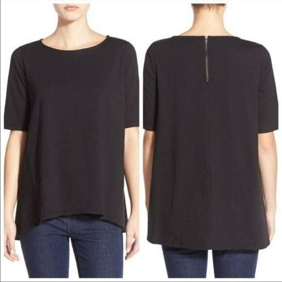 Madewell Black Back Zip Swing Tee S - Picture 2 of 6